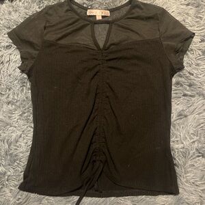 Rave Black Ruched Blouse